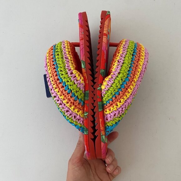 New Farm Rio Rainbow Crochet Puffly Flip Flop Sandals Shoes - Picture 3 of 9